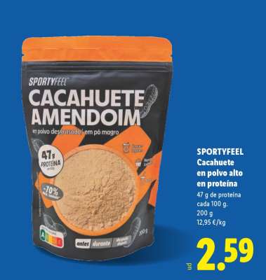 SPORTYFEEL Cacahuete en polvo alto en proteína