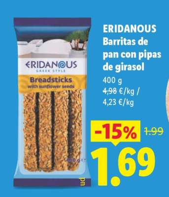 ERIDANOUS Barritas de pan con pipas de girasol